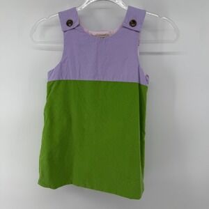 The Beaufort Bonnet Company Kids Corduroy Overalls Dress Size 6 Lavender Green